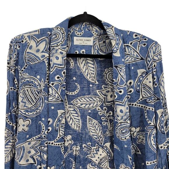Vtg 80's Alfred Dunner Cardigan Coverup Open Front Paisley Print Blue Sz M - Picture 6 of 9